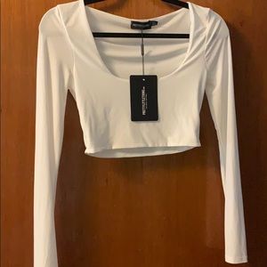 White long sleeve crop top